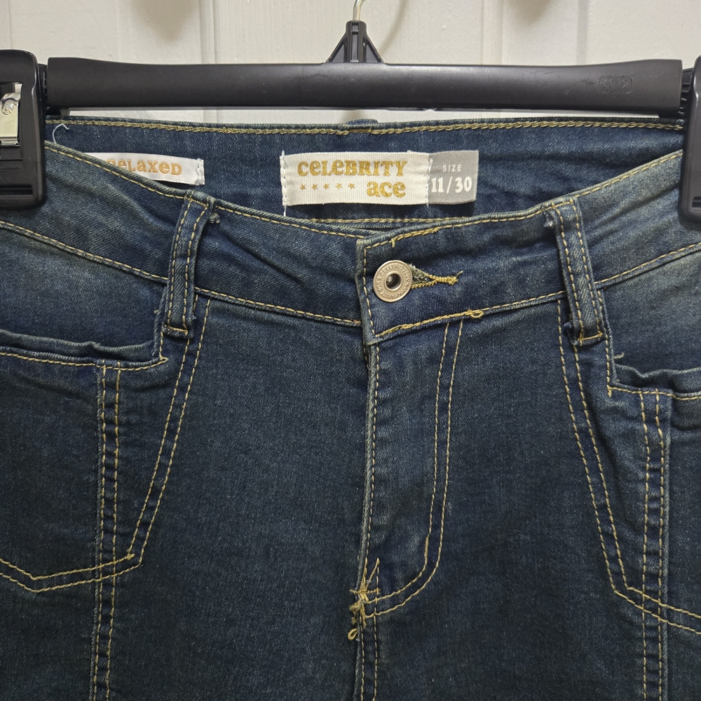 Celebrity Ace Dark Blue Jeans Relaxed Fit Denim Cargo Juniors Size 11 NWOT - Picture 3 of 6